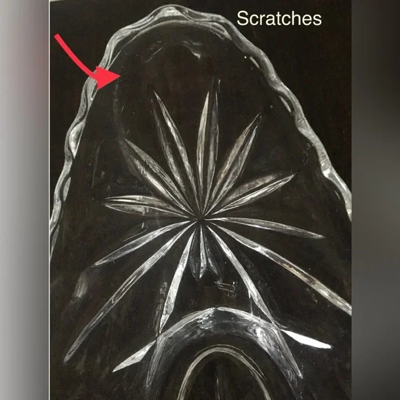 Vintage Etched Glass Decorative Bowl Candy Dish Pickle boat - Picture 9 of 9